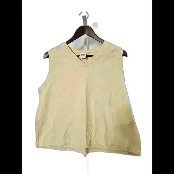Casual V-Neck Sleeveless Top in Soft Yellow - Picture 1 of 3